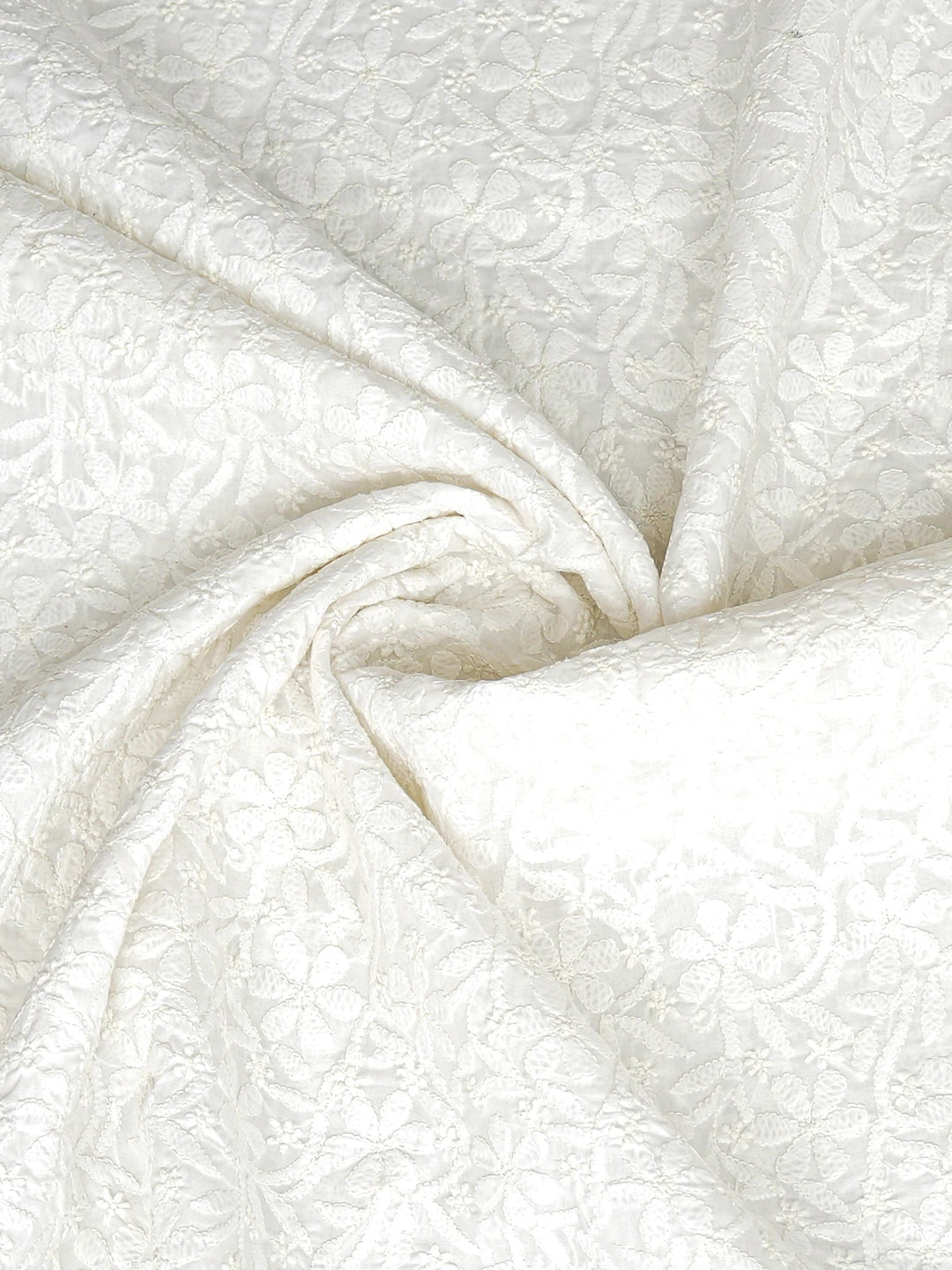 Ada Hand Embroidered White Cotton Lucknowi Chikankari Dupatta 01A793237