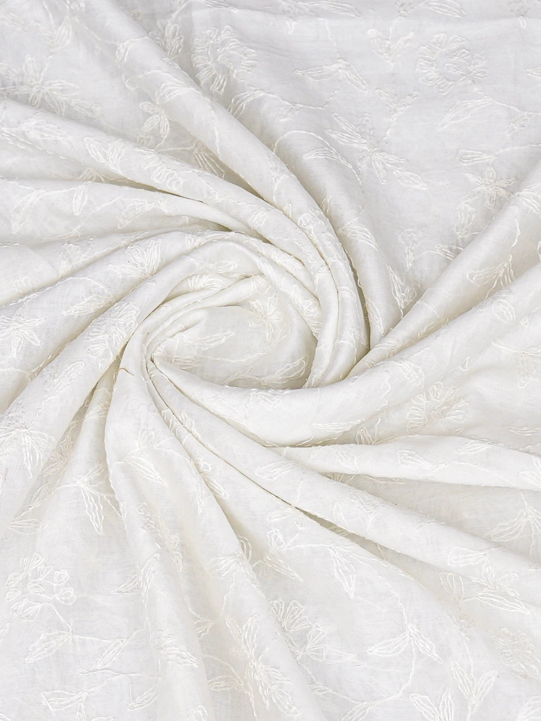 Ada Hand Embroidered White Chanderi Lucknowi Chikankari Dupatta 01A793257