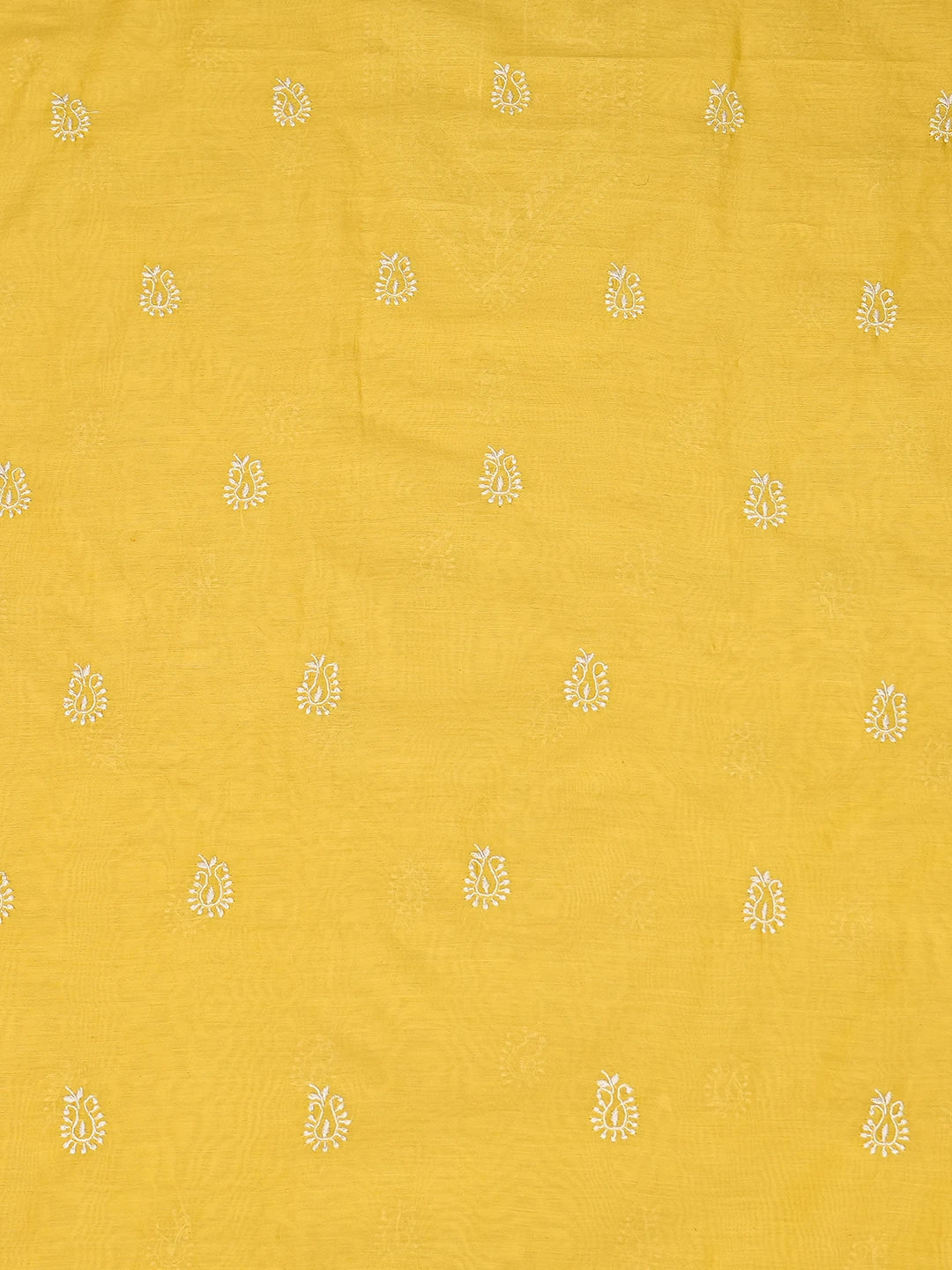 Ada Hand Embroidered Yellow Chanderi Lucknowi Chikankari Unstitched Men's Kurta Piece 01A785584