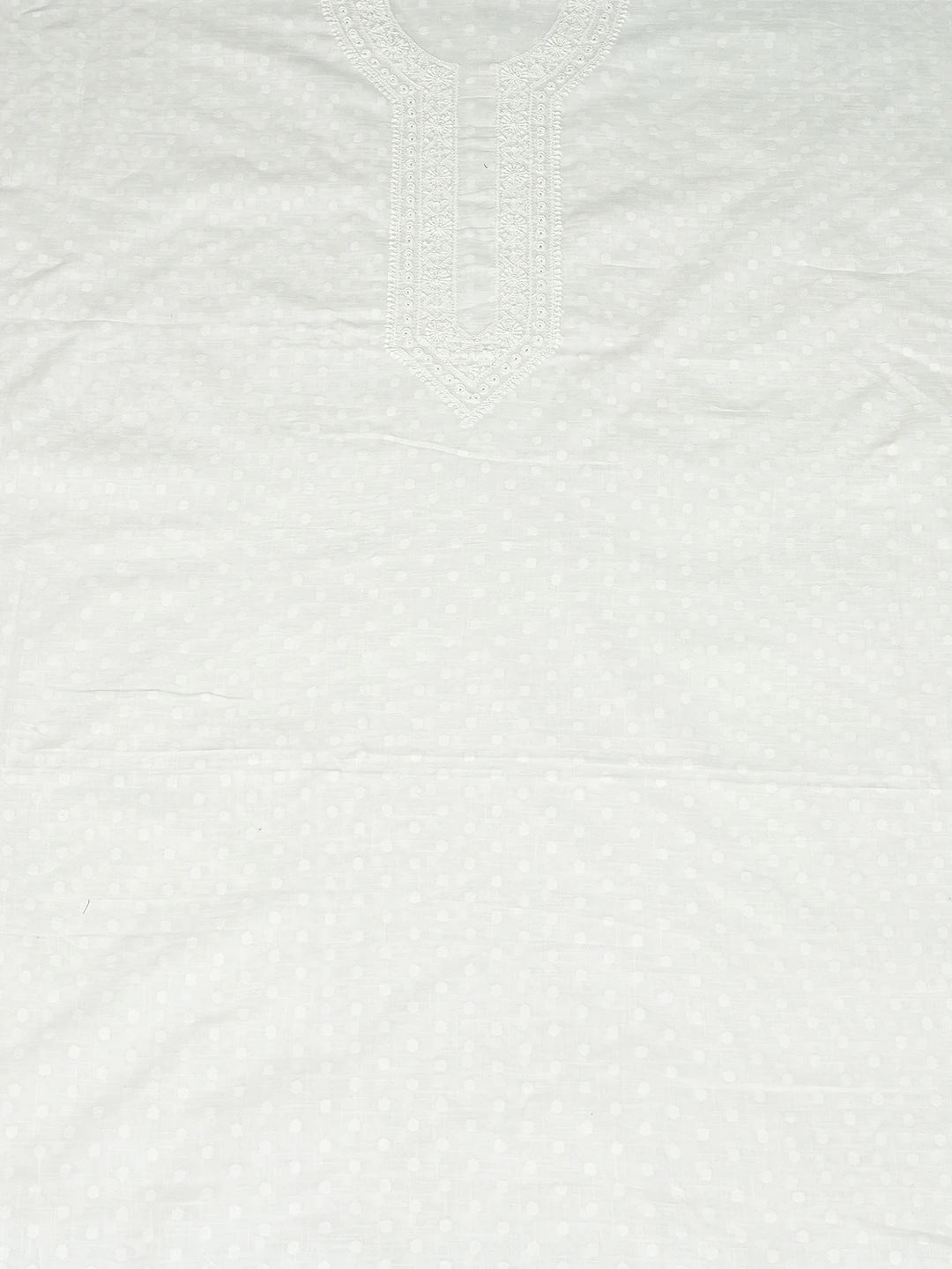 Ada Hand Embroidered White Cotton Lucknowi Chikankari Unstitched Men's Kurta Piece 01A623532