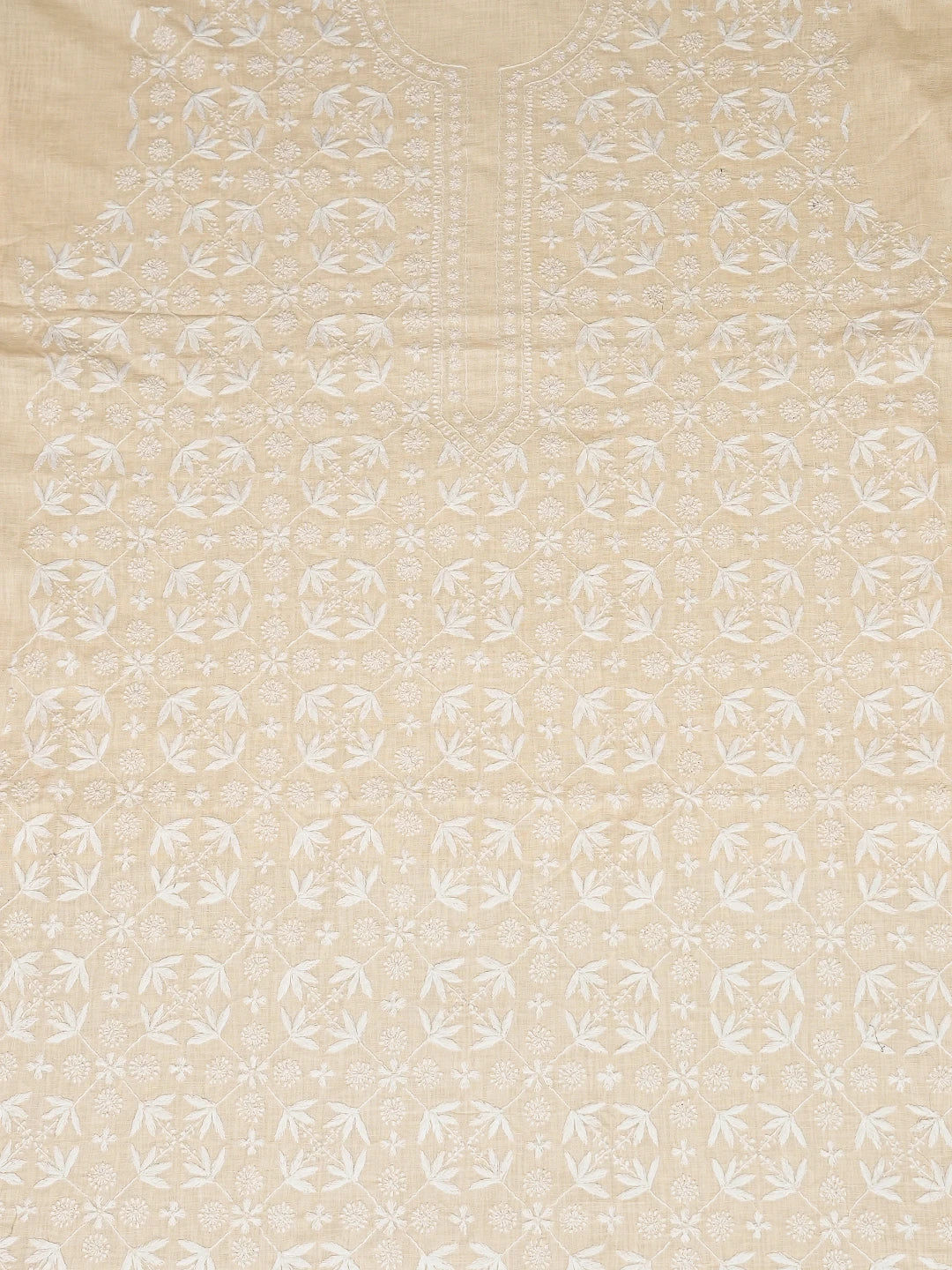 Ada Hand Embroidered Beige Linen Lucknowi Chikankari Unstitched Men's Kurta Piece 01A711081