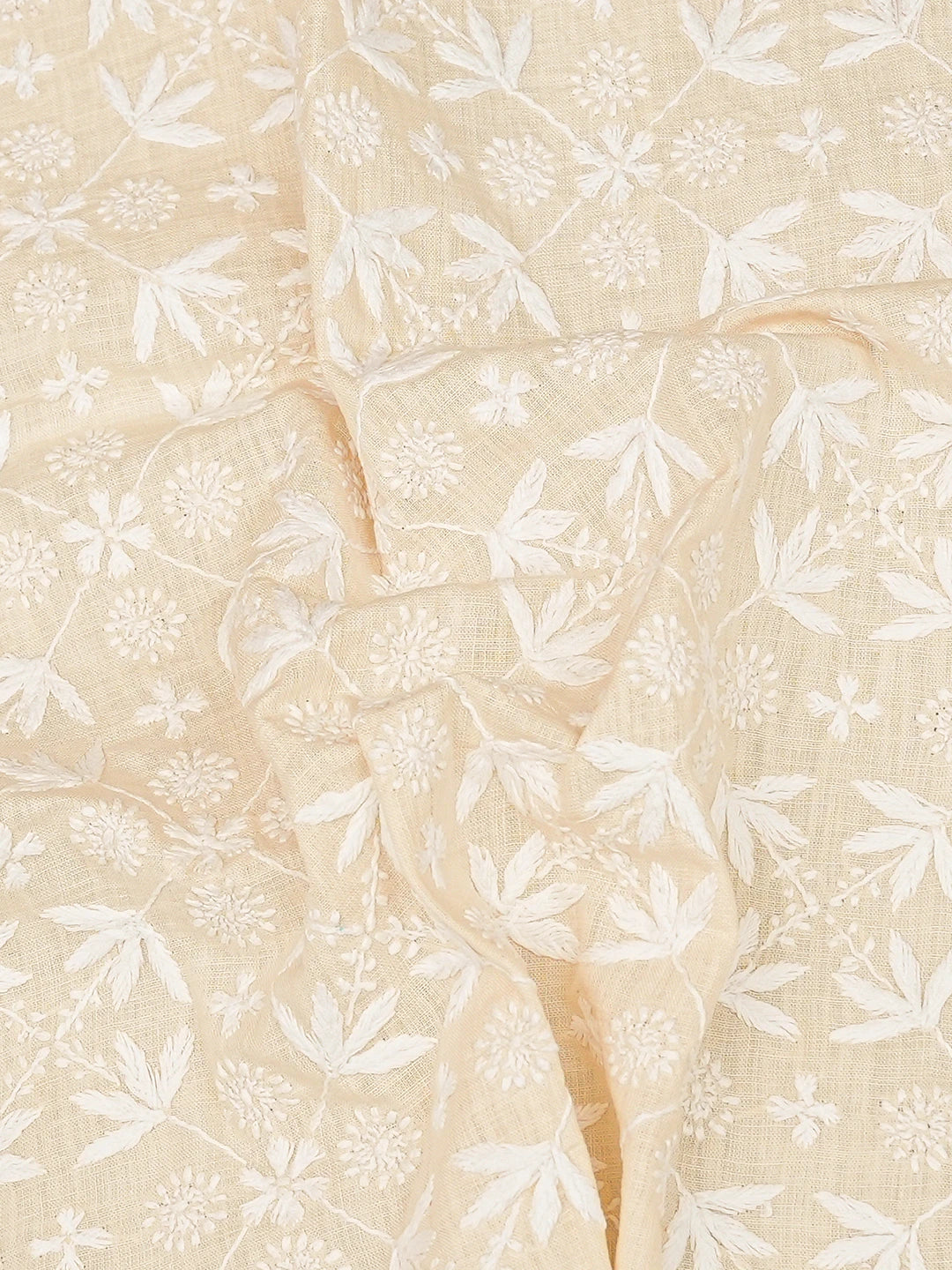 Ada Hand Embroidered Beige Linen Lucknowi Chikankari Unstitched Men's Kurta Piece 01A711081
