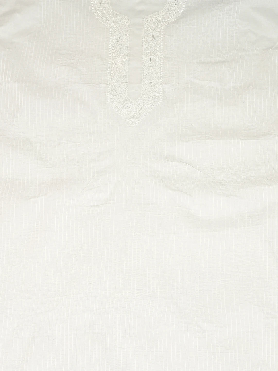 Ada Hand Embroidered White Cotton Lucknowi Chikankari Unstitched Men's Kurta Piece 01A708880