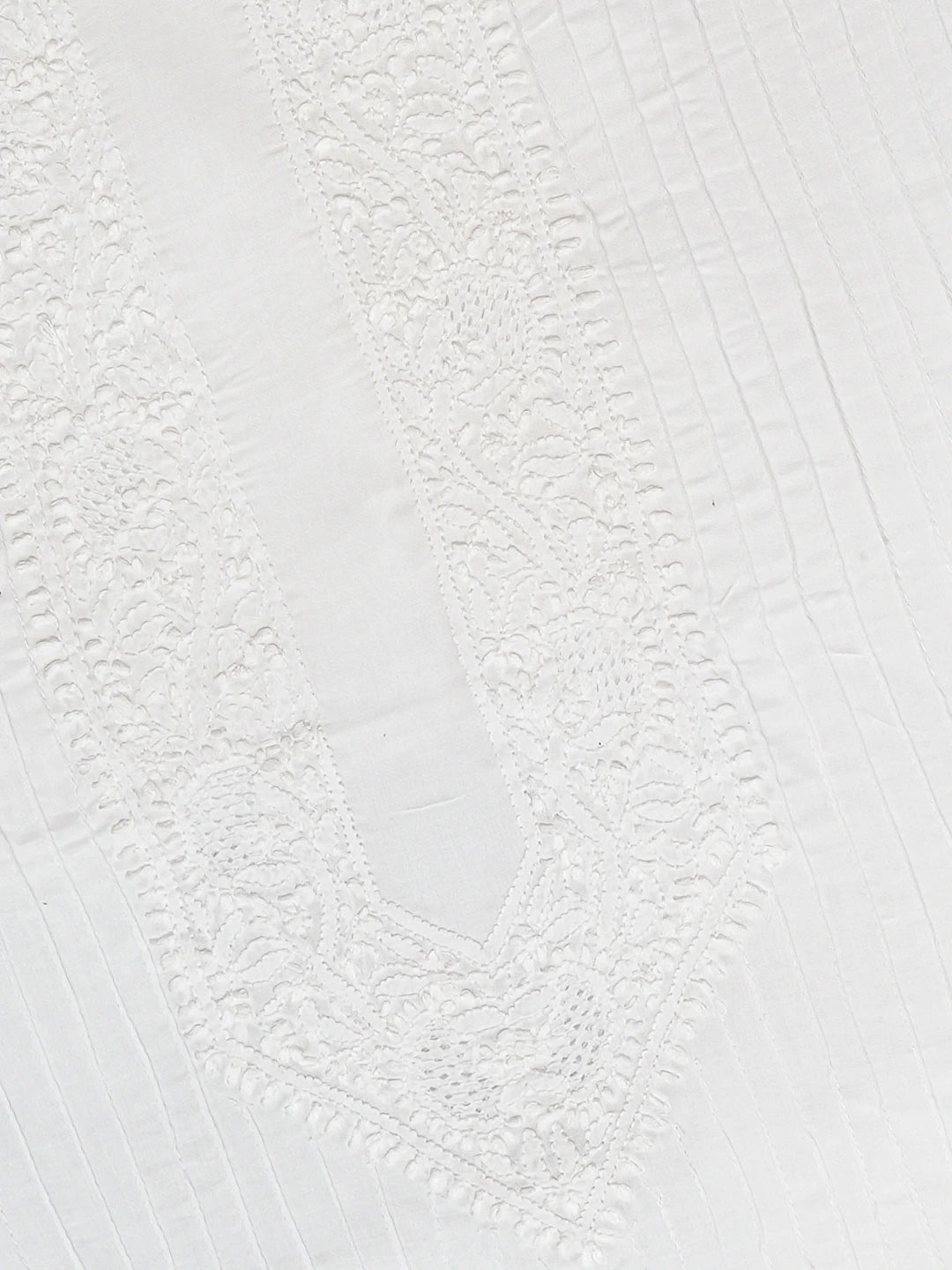 Ada Hand Embroidered White Cotton Lucknowi Chikankari Unstitched Men's Kurta Piece 01A708880