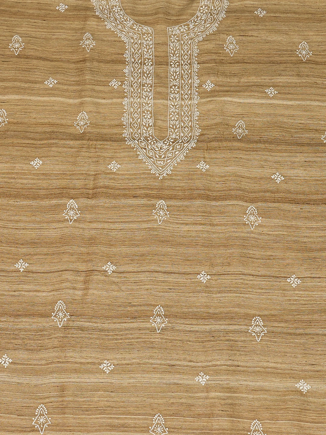 Ada Hand Embroidered Fawn Ghicha Silk Lucknowi Chikankari Unstitched Men's Kurta Piece 01A774868