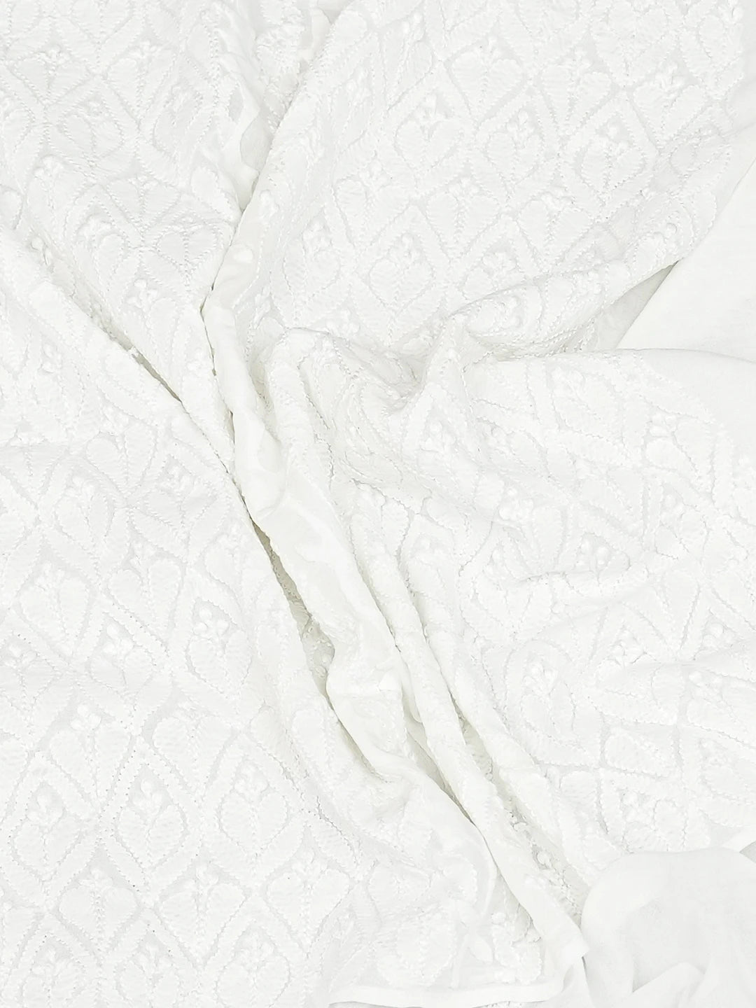 Ada Hand Embroidered White Cotton Lucknowi Chikankari Unstitched Men's Kurta Piece 01A791954