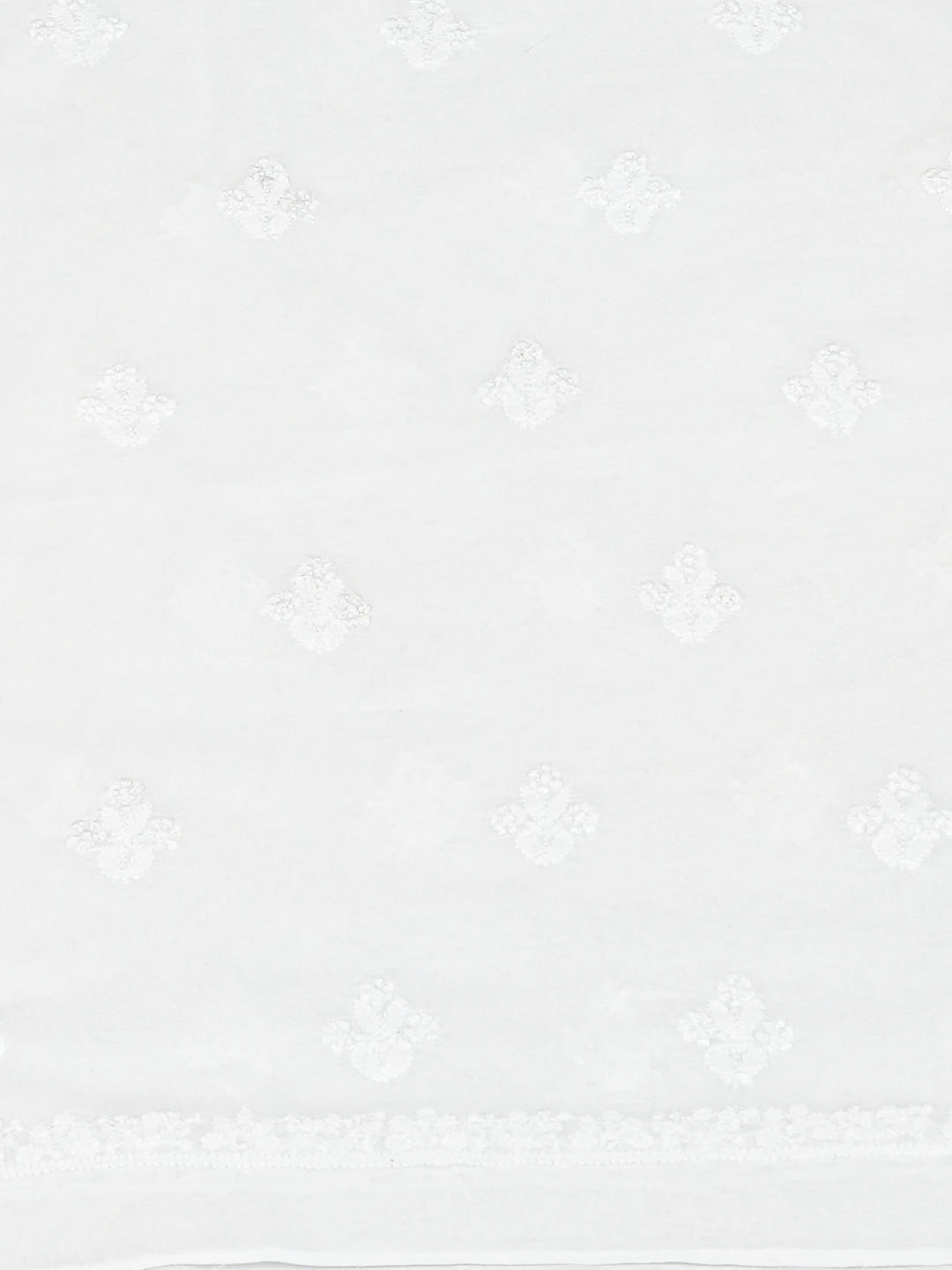 Ada Hand Embroidered White Cotton Lucknowi Chikankari Unstitched Men's Kurta Piece 01A791954