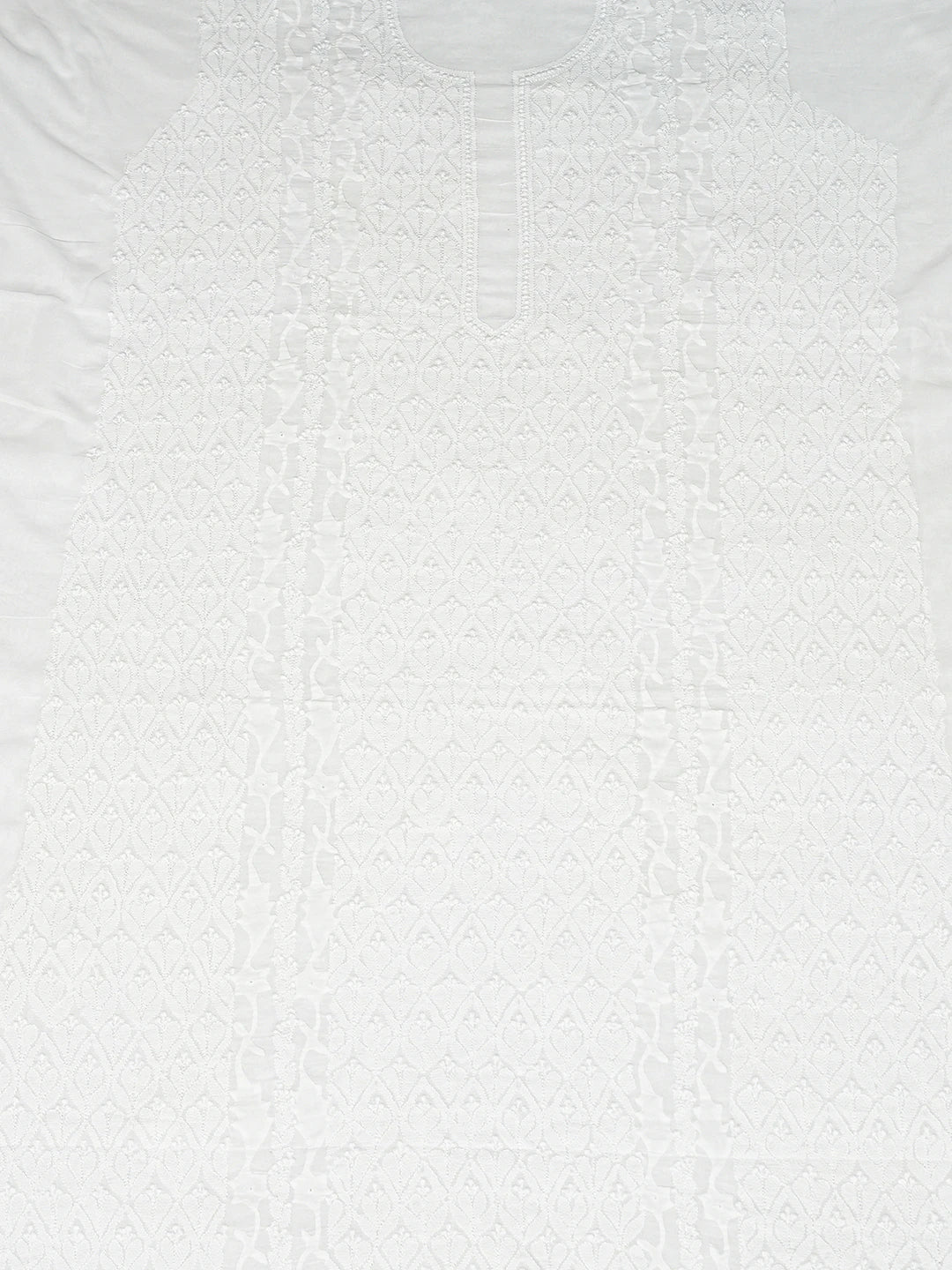 Ada Hand Embroidered White Cotton Lucknowi Chikankari Unstitched Men's Kurta Piece 01A791954