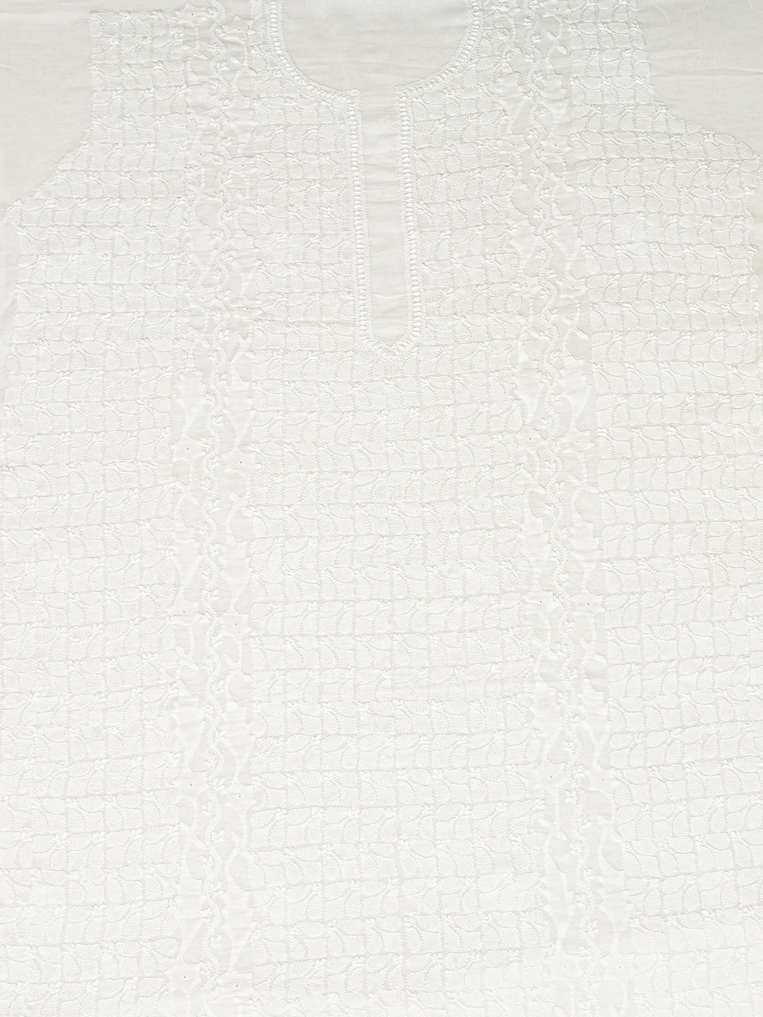 Ada Hand Embroidered White Cotton Lucknowi Chikankari Unstitched Men's Kurta Piece 01A791946