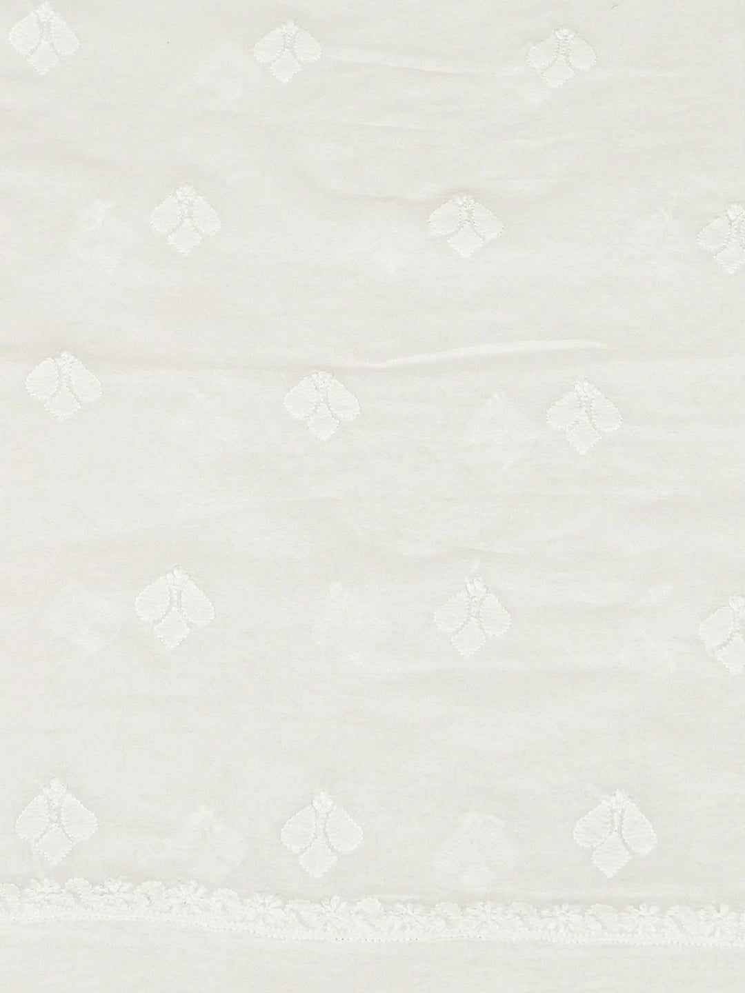 Ada Hand Embroidered White Cotton Lucknowi Chikankari Unstitched Men's Kurta Piece 01A791946
