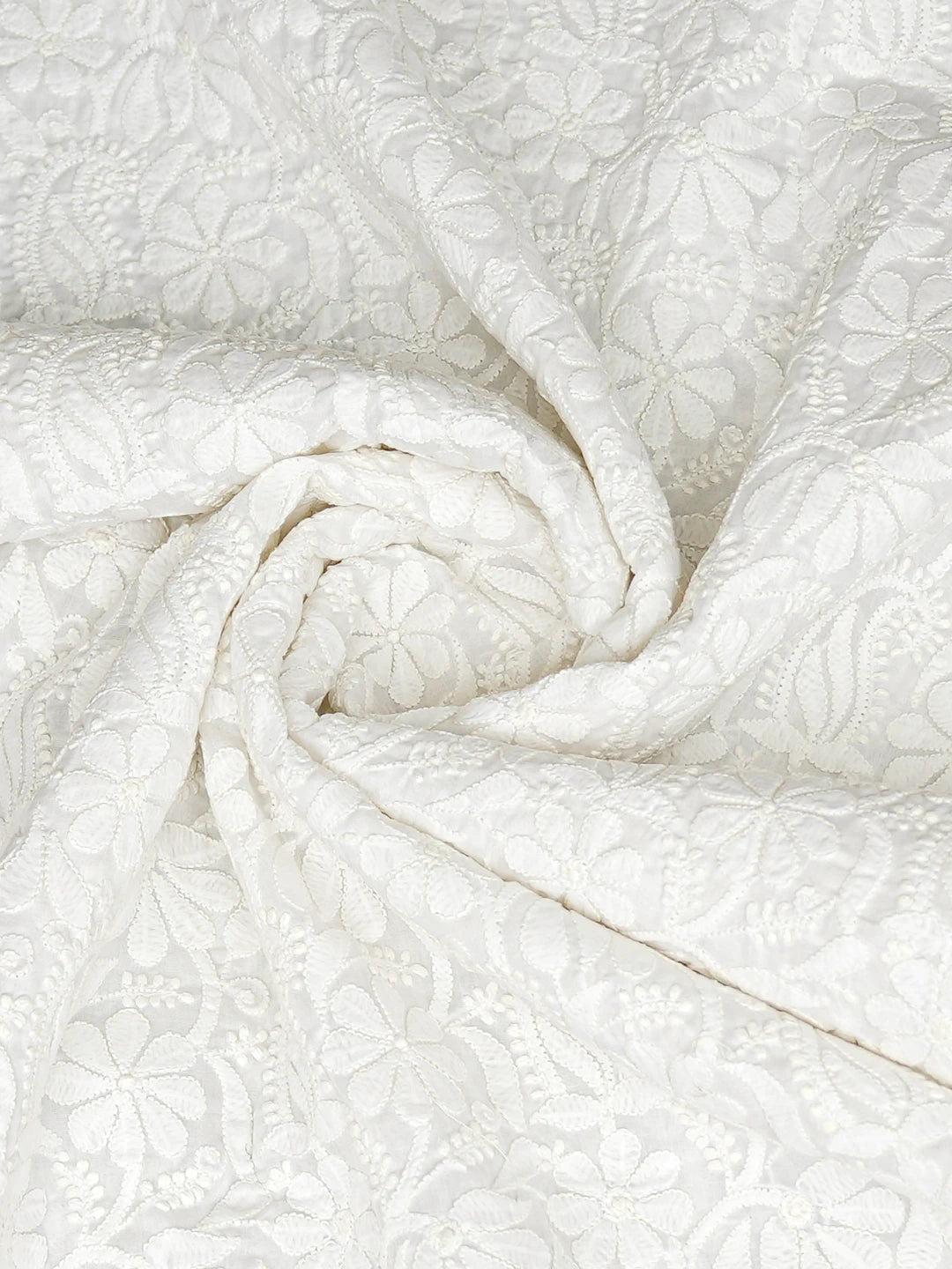 Ada Hand Embroidered White Cotton Lucknowi Chikankari Dupatta 01A793244