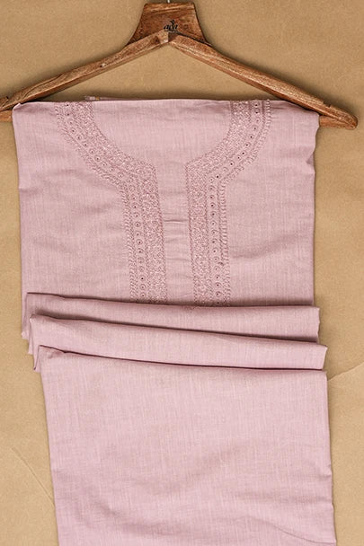 Ada Hand Embroidered Lavender Cotton Lucknowi Chikankari Unstitched Men's Kurta Piece 01A759468