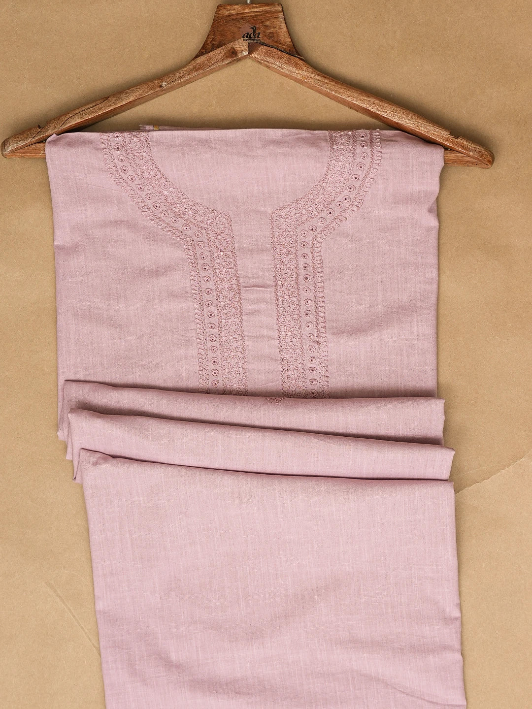 Ada Hand Embroidered Lavender Cotton Lucknowi Chikankari Unstitched Men's Kurta Piece 01A759468