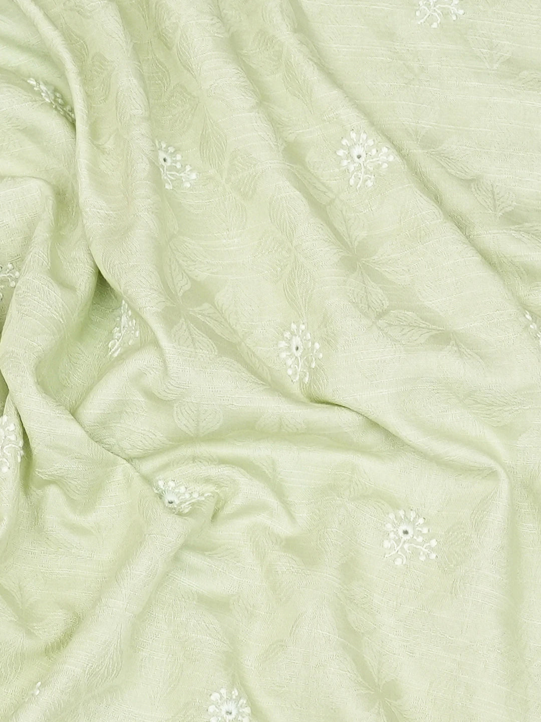 Ada Hand Embroidered Pista Green Linen Lucknowi Chikankari Unstitched Men's Kurta Piece 01A764260