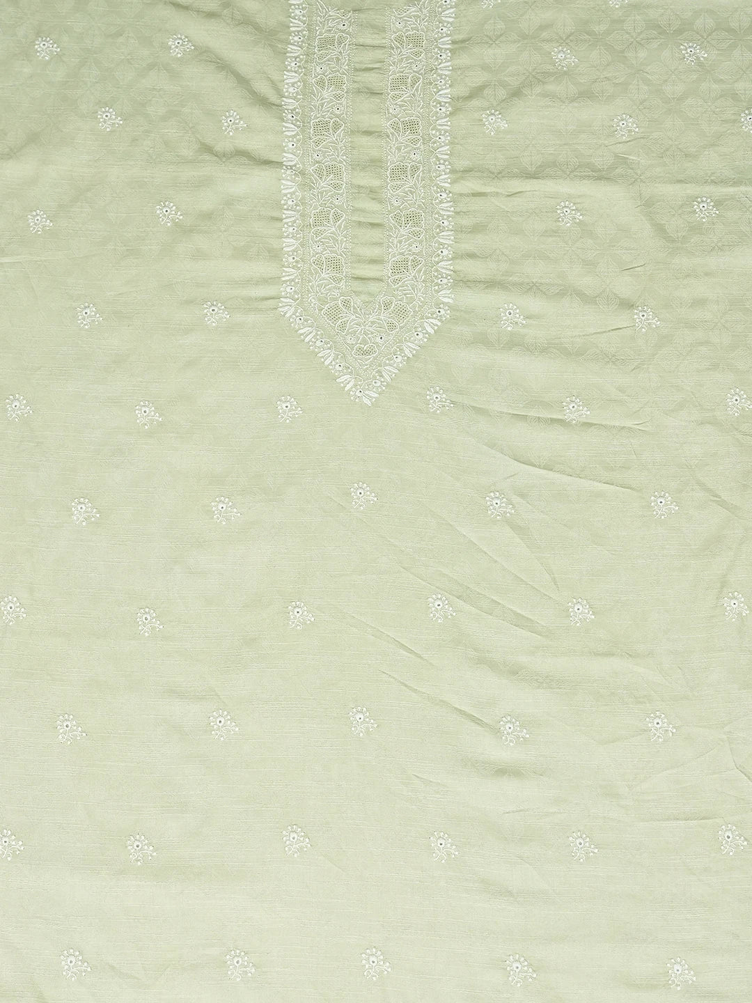Ada Hand Embroidered Pista Green Linen Lucknowi Chikankari Unstitched Men's Kurta Piece 01A764260