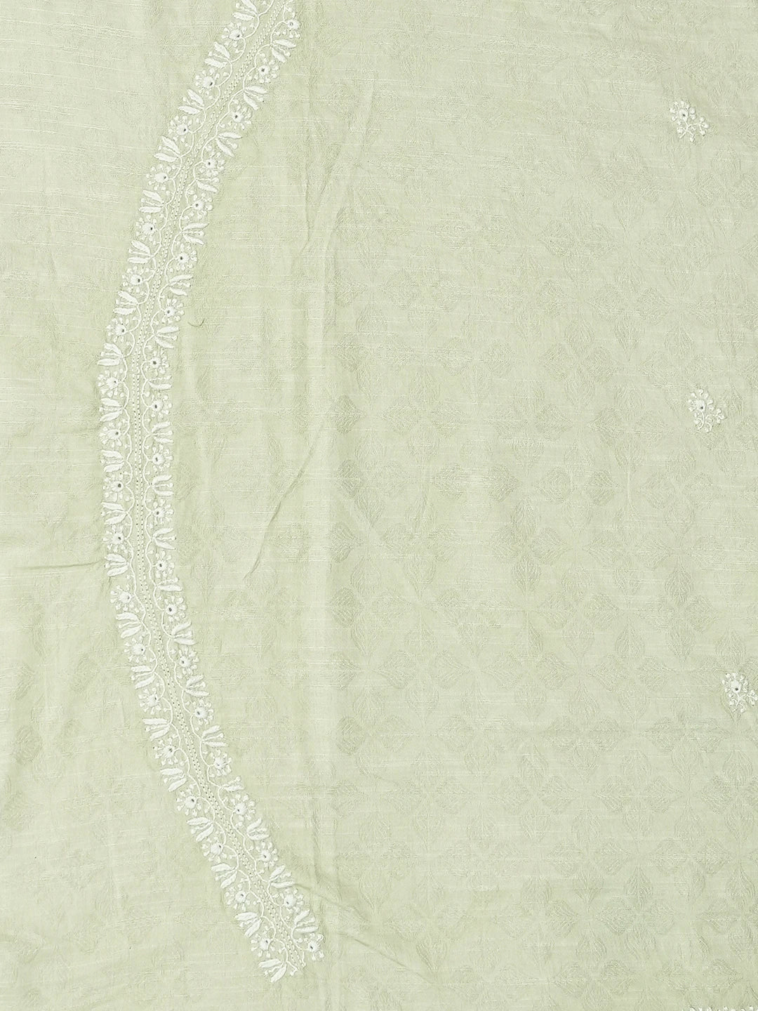 Ada Hand Embroidered Pista Green Linen Lucknowi Chikankari Unstitched Men's Kurta Piece 01A764260
