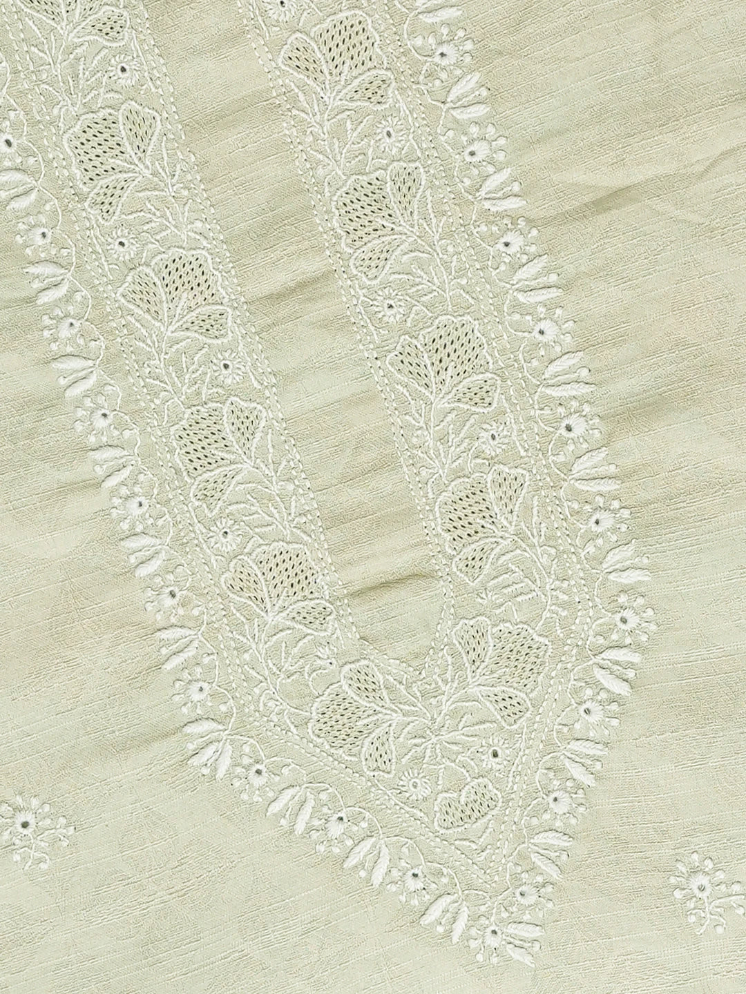 Ada Hand Embroidered Pista Green Linen Lucknowi Chikankari Unstitched Men's Kurta Piece 01A764260
