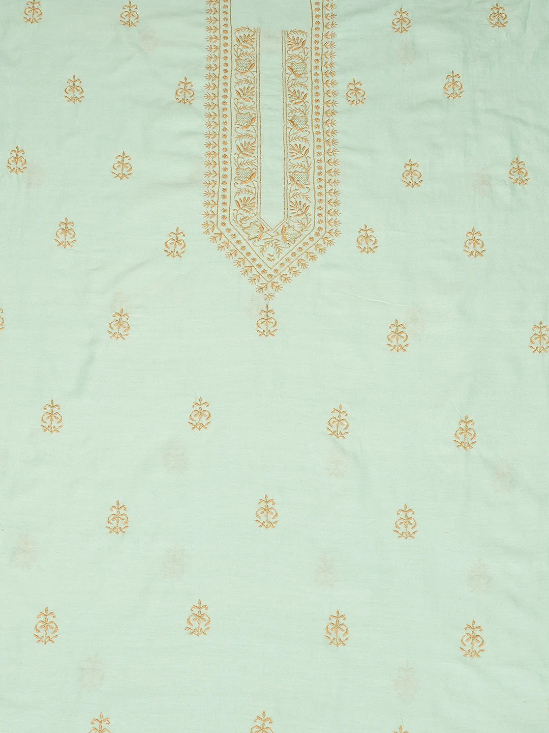 Ada Hand Embroidered Sea Green Chanderi Lucknowi Chikankari Unstitched Men's Kurta Piece 01A781907