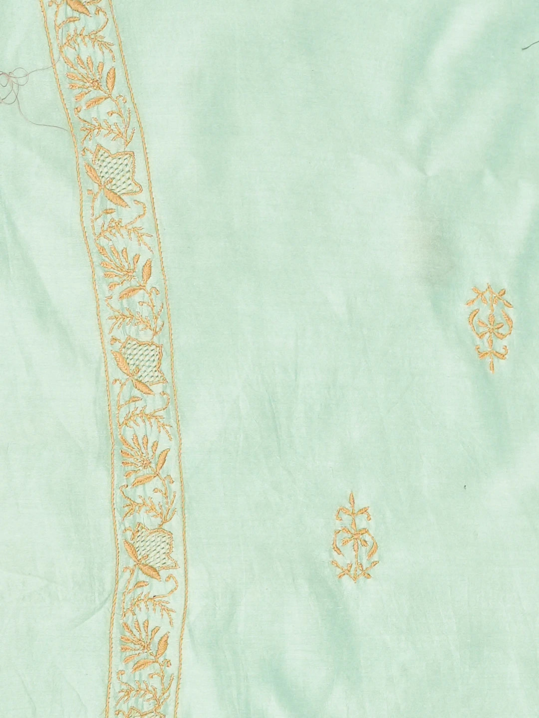 Ada Hand Embroidered Sea Green Chanderi Lucknowi Chikankari Unstitched Men's Kurta Piece 01A781907
