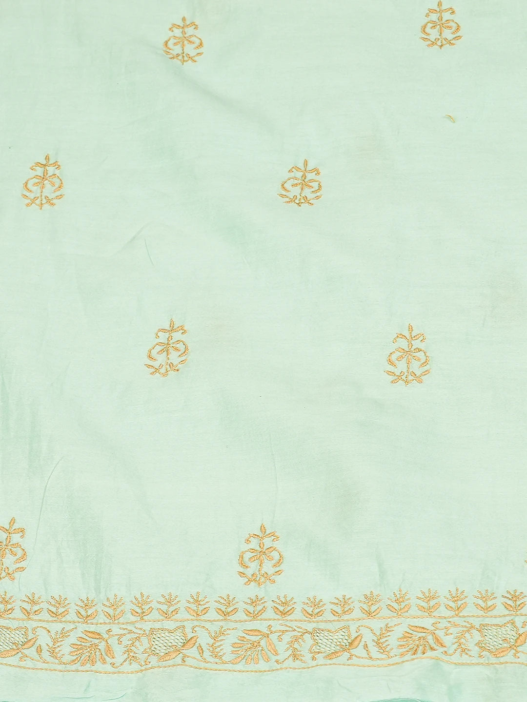 Ada Hand Embroidered Sea Green Chanderi Lucknowi Chikankari Unstitched Men's Kurta Piece 01A781907