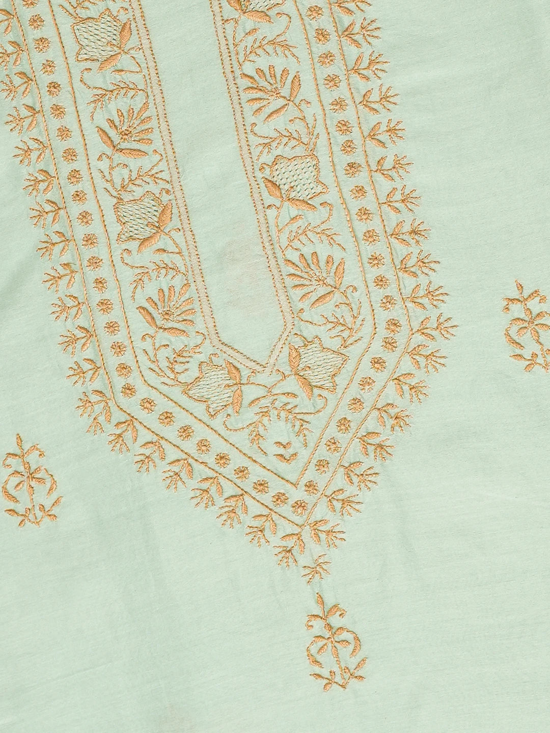 Ada Hand Embroidered Sea Green Chanderi Lucknowi Chikankari Unstitched Men's Kurta Piece 01A781907