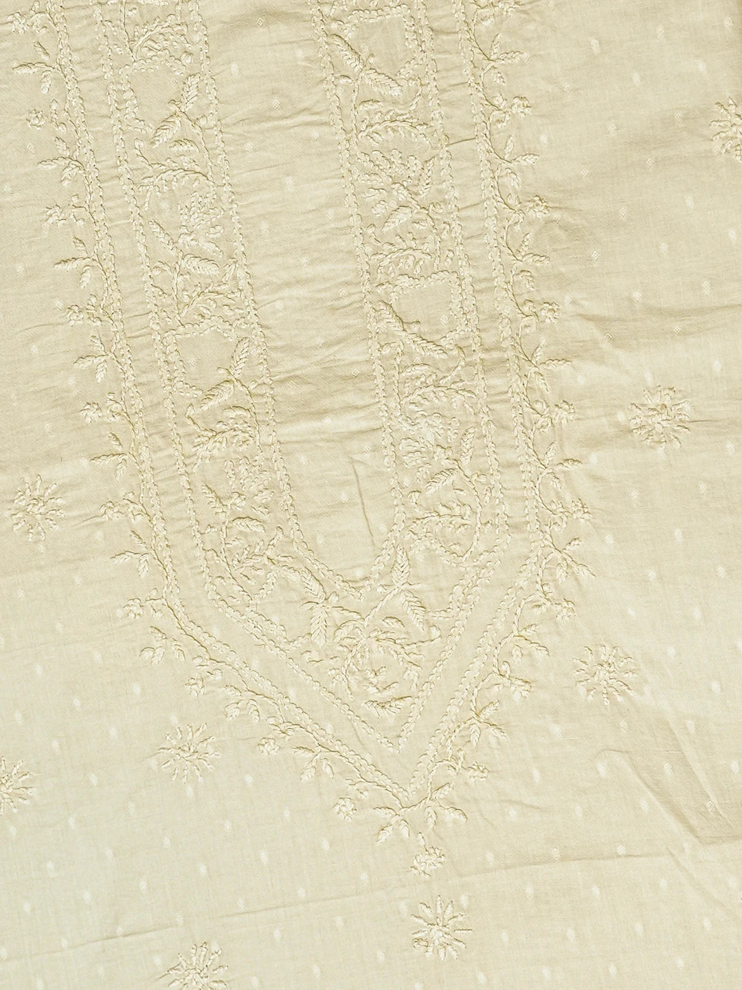 Ada Hand Embroidered Tea Green Cotton Lucknowi Chikankari Unstitched Men's Kurta Piece 01A749152