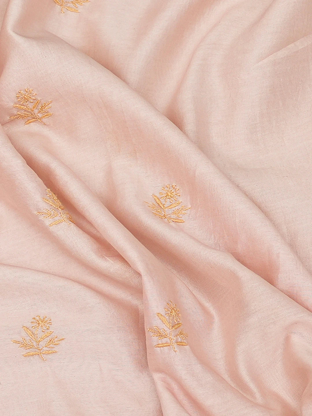 Ada Hand Embroidered Peach Chanderi Lucknowi Chikankari Unstitched Men's Kurta Piece 01A781908