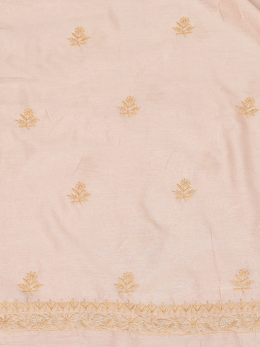 Ada Hand Embroidered Peach Chanderi Lucknowi Chikankari Unstitched Men's Kurta Piece 01A781908