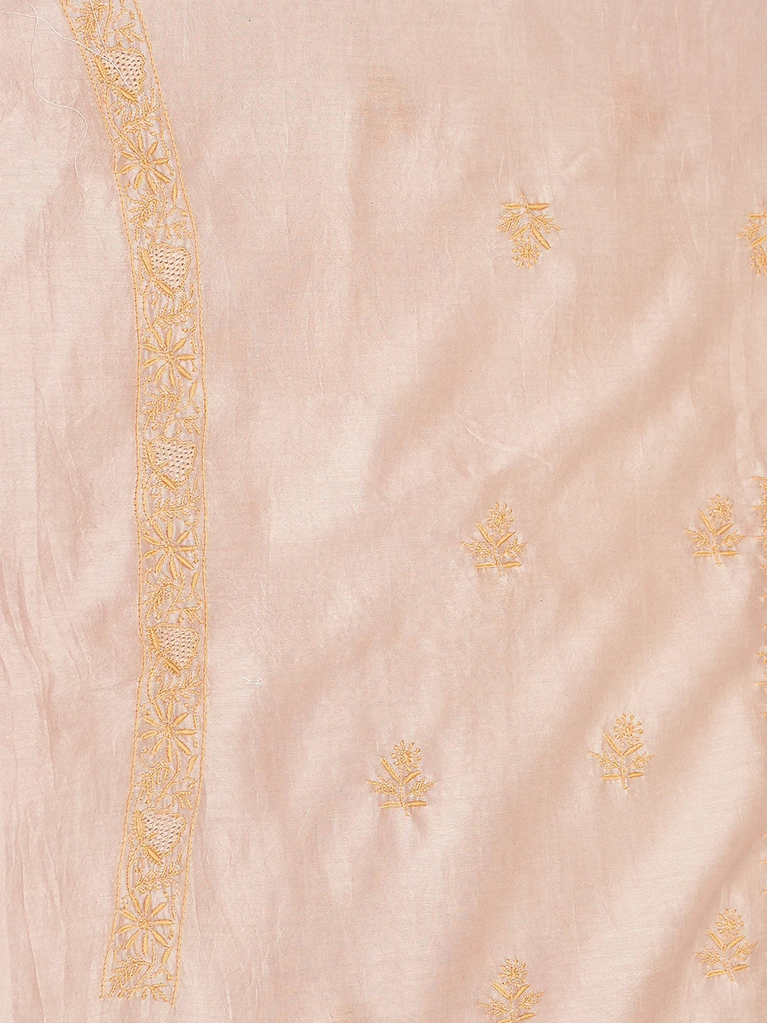 Ada Hand Embroidered Peach Chanderi Lucknowi Chikankari Unstitched Men's Kurta Piece 01A781908