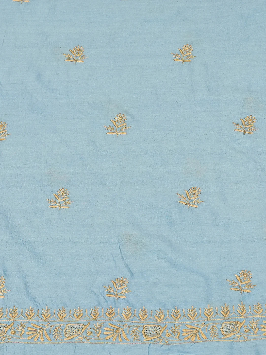 Ada Hand Embroidered Carolina Blue Chanderi Lucknowi Chikankari Unstitched Men's Kurta Piece 01A781910