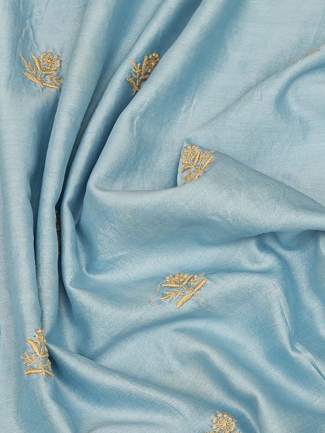 Ada Hand Embroidered Carolina Blue Chanderi Lucknowi Chikankari Unstitched Men's Kurta Piece 01A781910