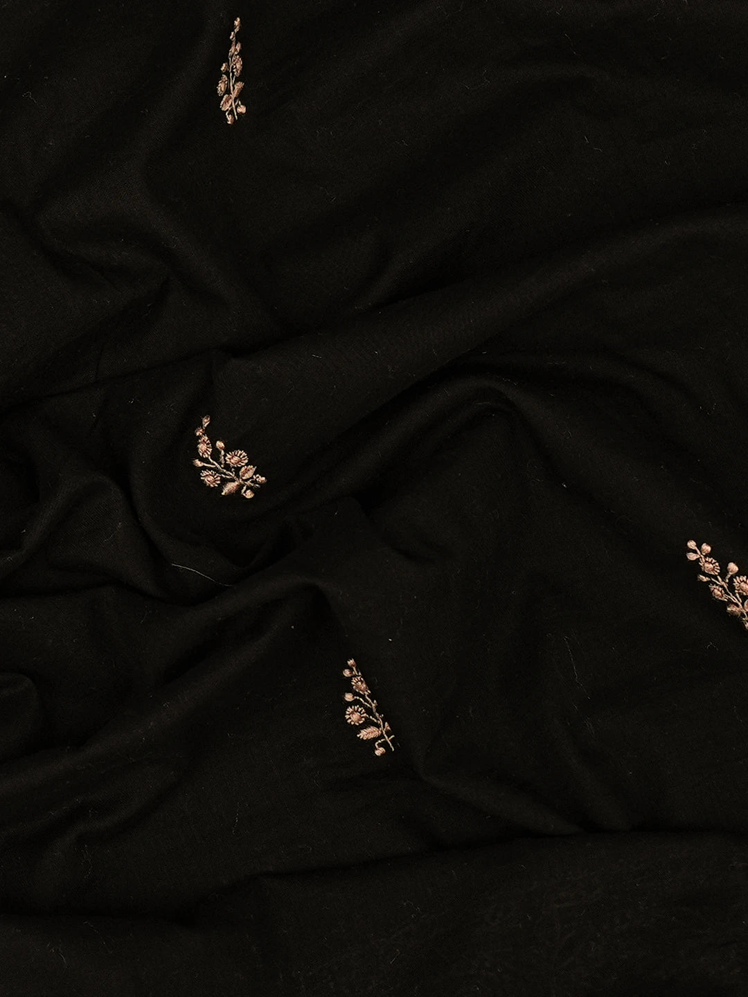 Ada Hand Embroidered Black Cotton Lucknowi Chikankari Unstitched Men's Kurta Piece 01A728280