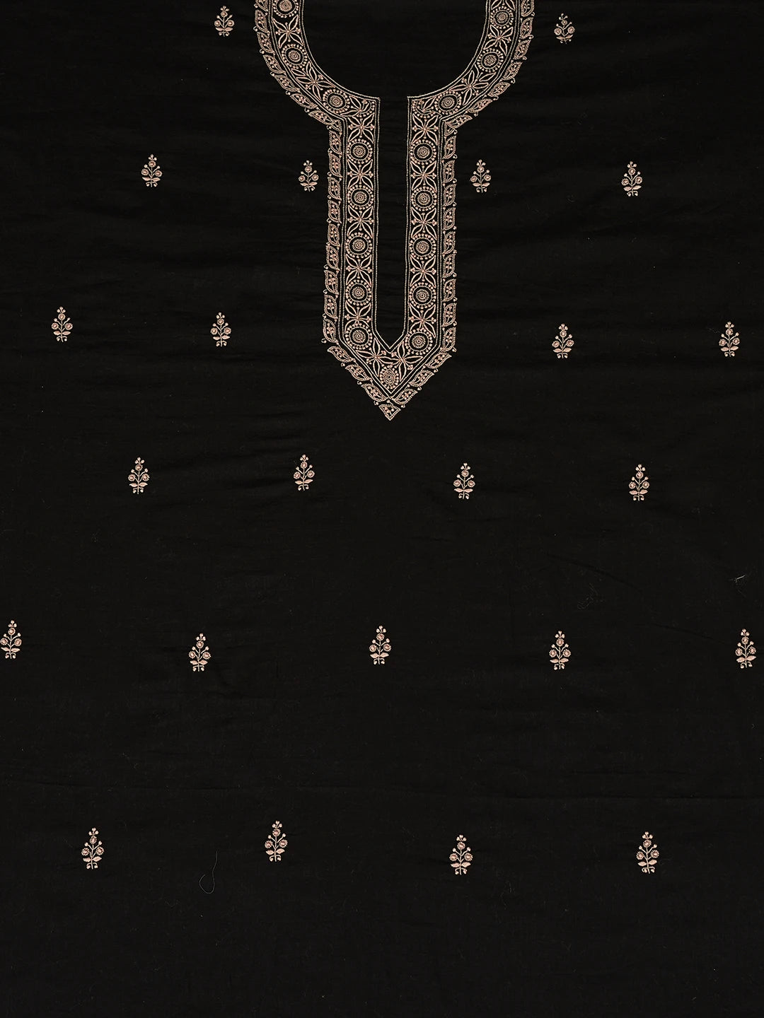 Ada Hand Embroidered Black Cotton Lucknowi Chikankari Unstitched Men's Kurta Piece 01A728280