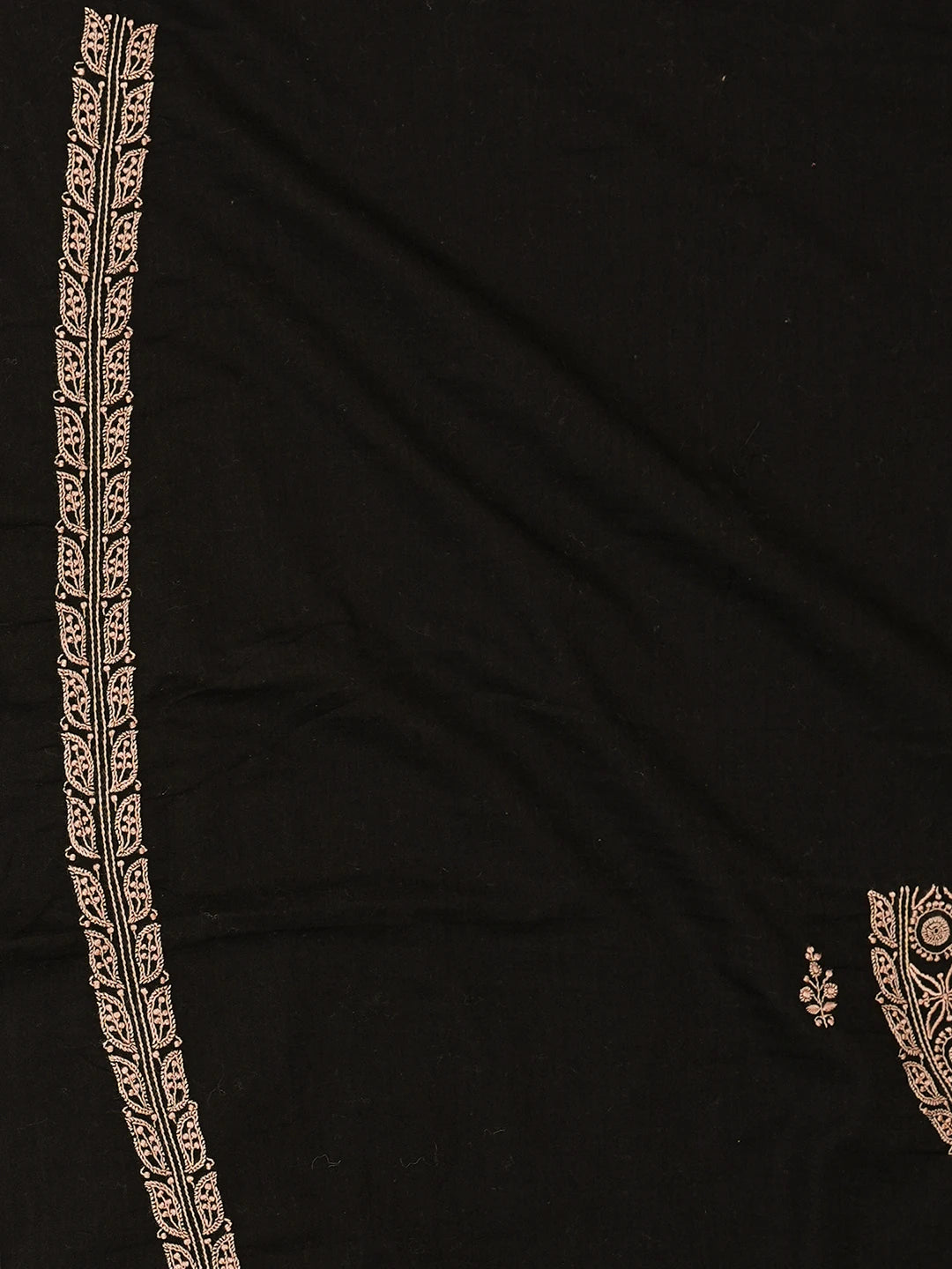 Ada Hand Embroidered Black Cotton Lucknowi Chikankari Unstitched Men's Kurta Piece 01A728280