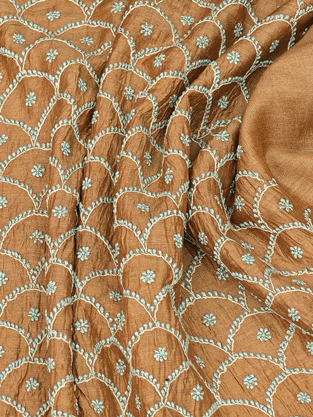 Ada Hand Embroidered Brown Moonga Silk Lucknowi Chikankari Unstitched Men's Kurta Piece 01A790957