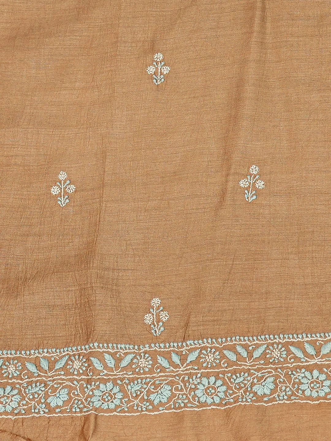 Ada Hand Embroidered Brown Moonga Silk Lucknowi Chikankari Unstitched Men's Kurta Piece 01A790957
