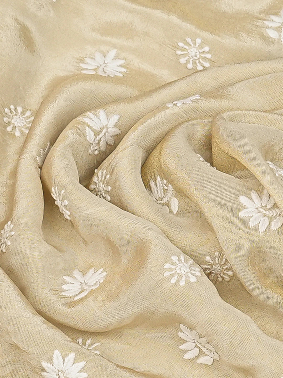 Ada Hand Embroidered Fawn Tissue Lucknowi Chikankari Unstitched Men's Kurta Piece 01A789215