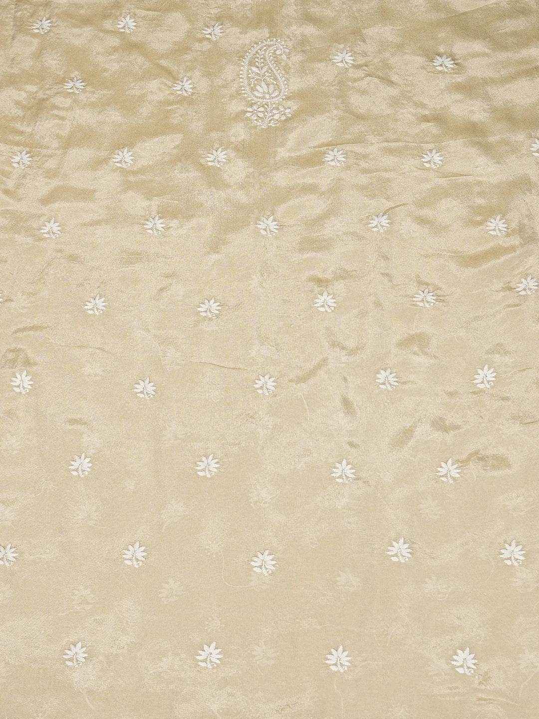 Ada Hand Embroidered Fawn Tissue Lucknowi Chikankari Unstitched Men's Kurta Piece 01A789215