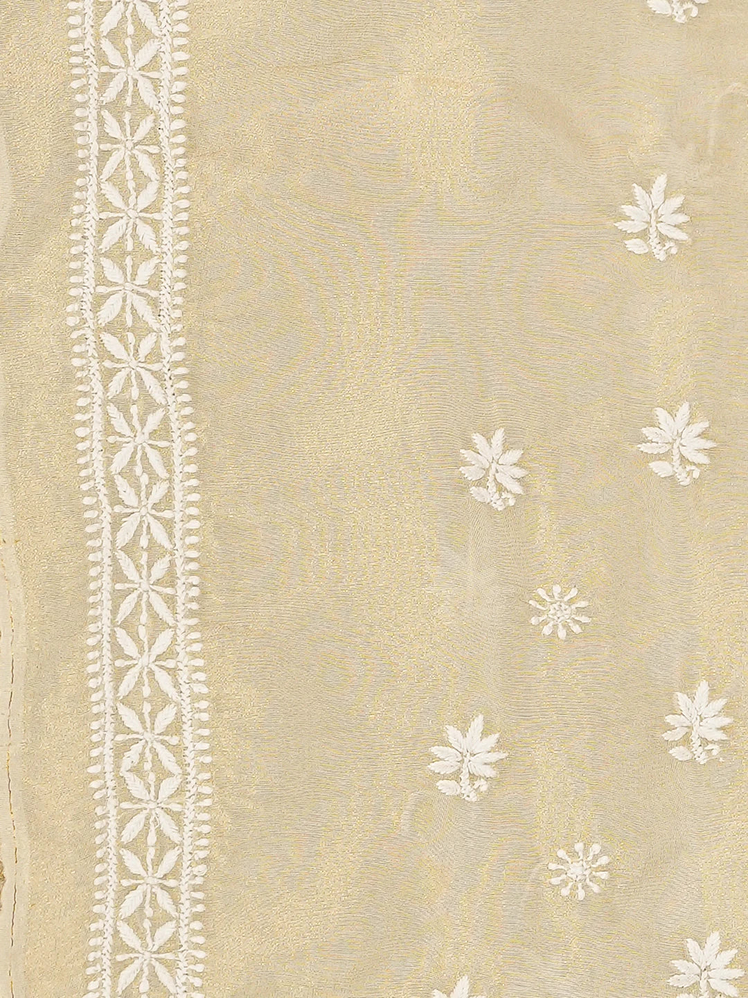 Ada Hand Embroidered Fawn Tissue Lucknowi Chikankari Unstitched Men's Kurta Piece 01A789215