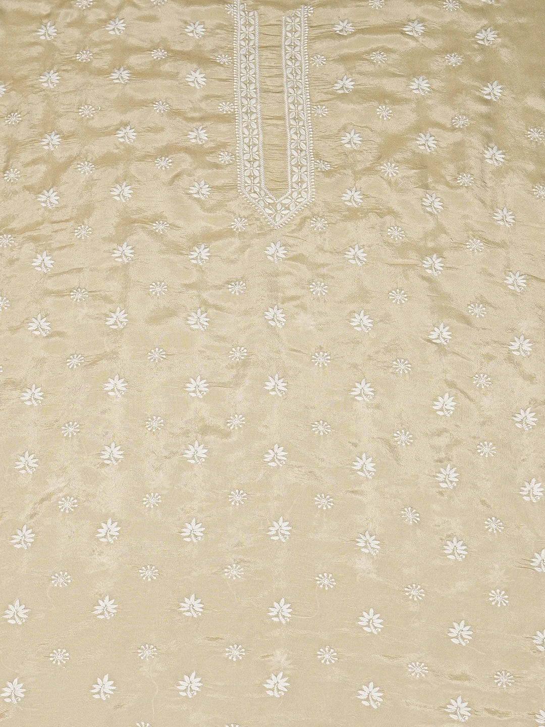 Ada Hand Embroidered Fawn Tissue Lucknowi Chikankari Unstitched Men's Kurta Piece 01A789215