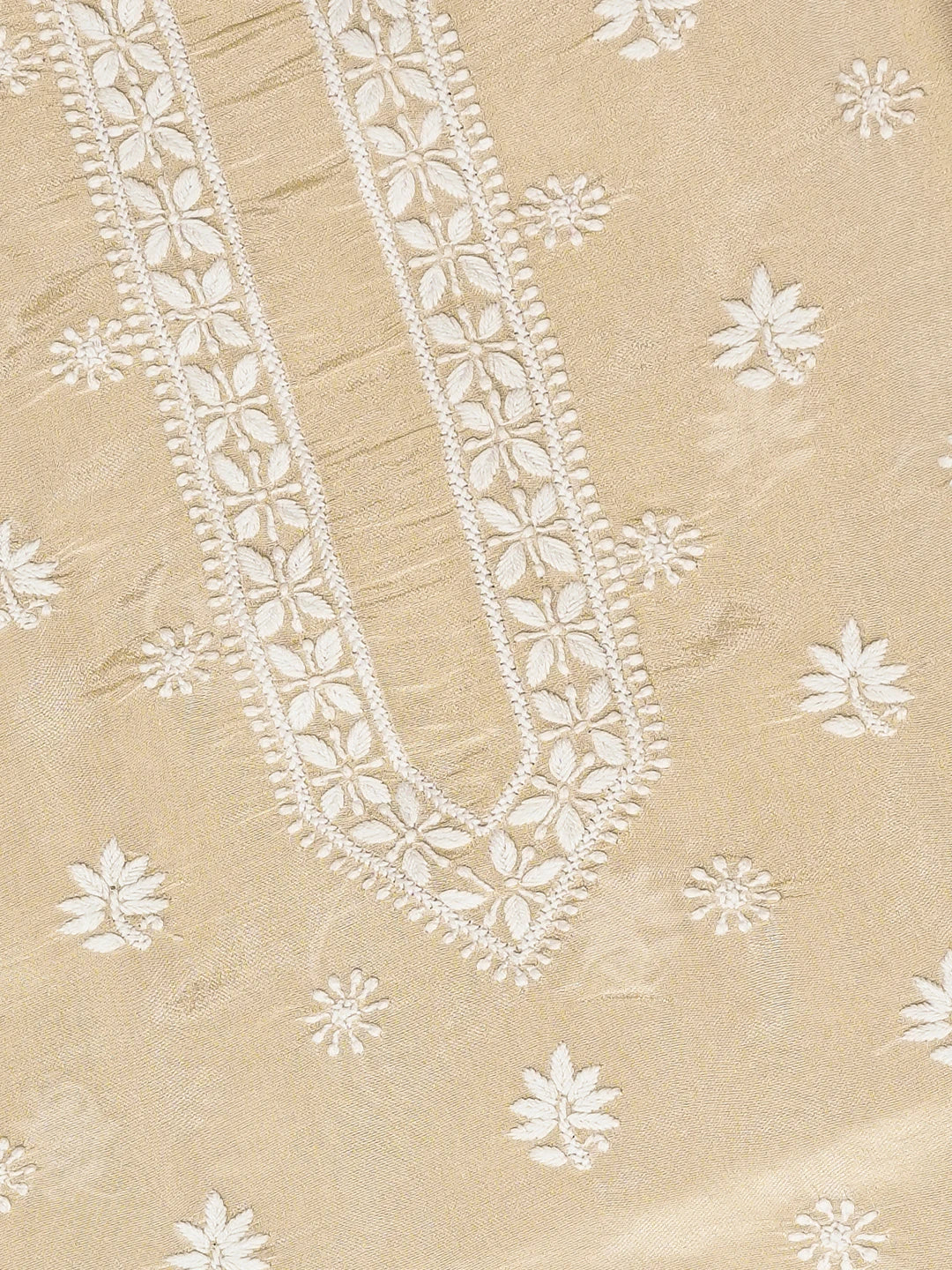 Ada Hand Embroidered Fawn Tissue Lucknowi Chikankari Unstitched Men's Kurta Piece 01A789215