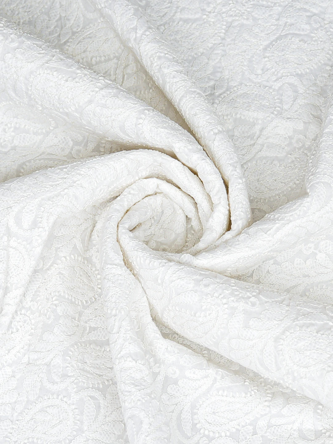 Ada Hand Embroidered White Cotton Lucknowi Chikankari Dupatta 01A793240