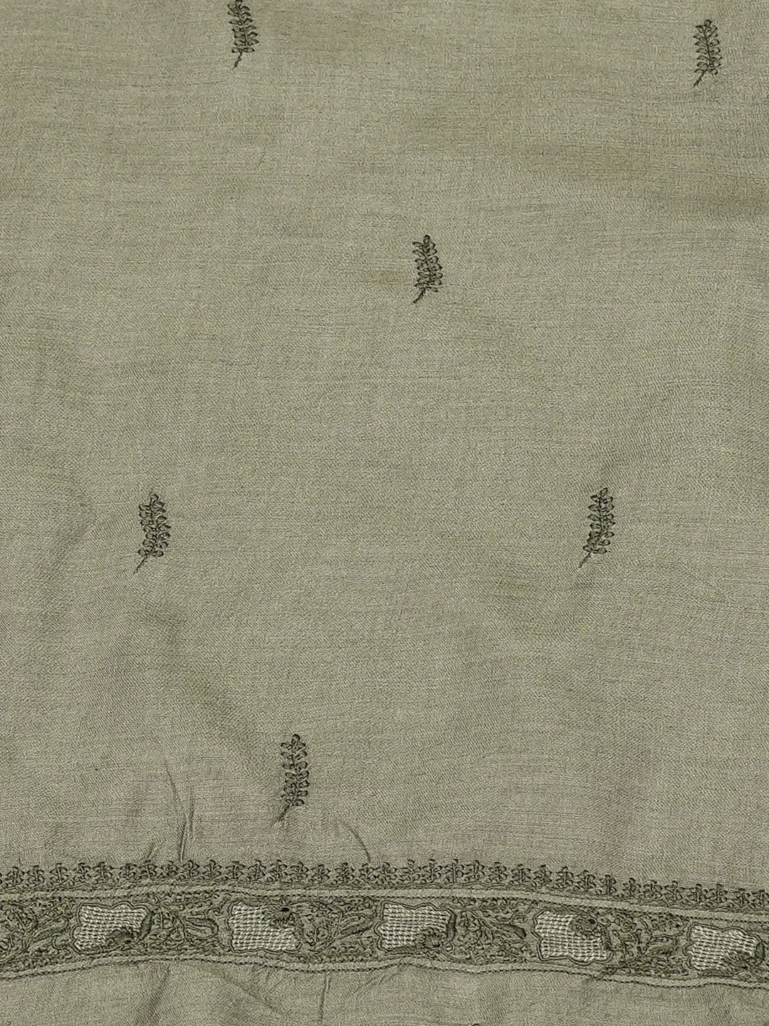 Ada Hand Embroidered Grey Moonga Silk Lucknowi Chikankari Unstitched Men's Kurta Piece 01A790953