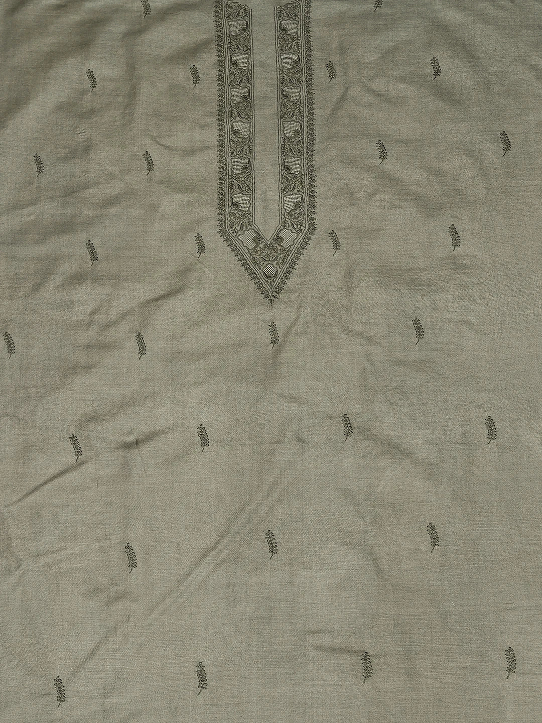Ada Hand Embroidered Grey Moonga Silk Lucknowi Chikankari Unstitched Men's Kurta Piece 01A790953