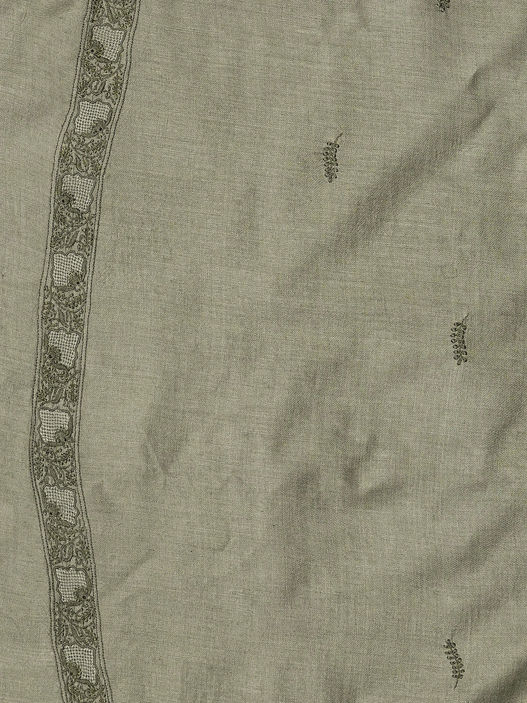 Ada Hand Embroidered Grey Moonga Silk Lucknowi Chikankari Unstitched Men's Kurta Piece 01A790953