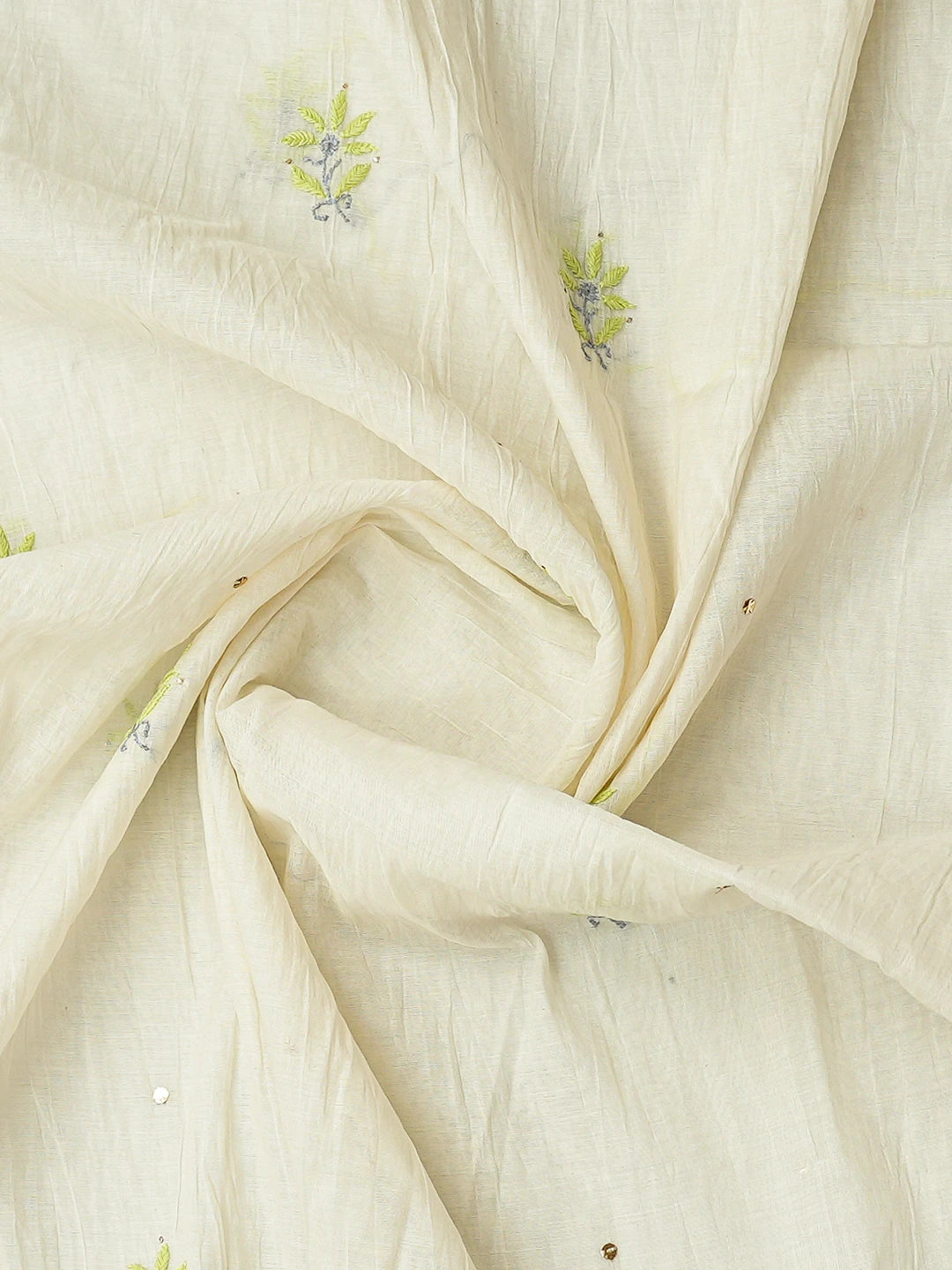 Ada Hand Embroidered White Chanderi Lucknowi Chikankari Semi-stitched Kurta Dupatta Set With Muqaish Work 01A793540