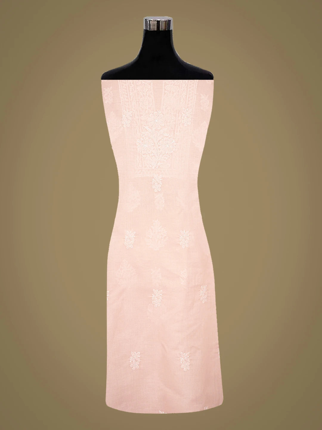 Ada Hand Embroidered Dusty Pink Cotton Lucknowi Chikankari Unstitched Kurta Piece 01A772816
