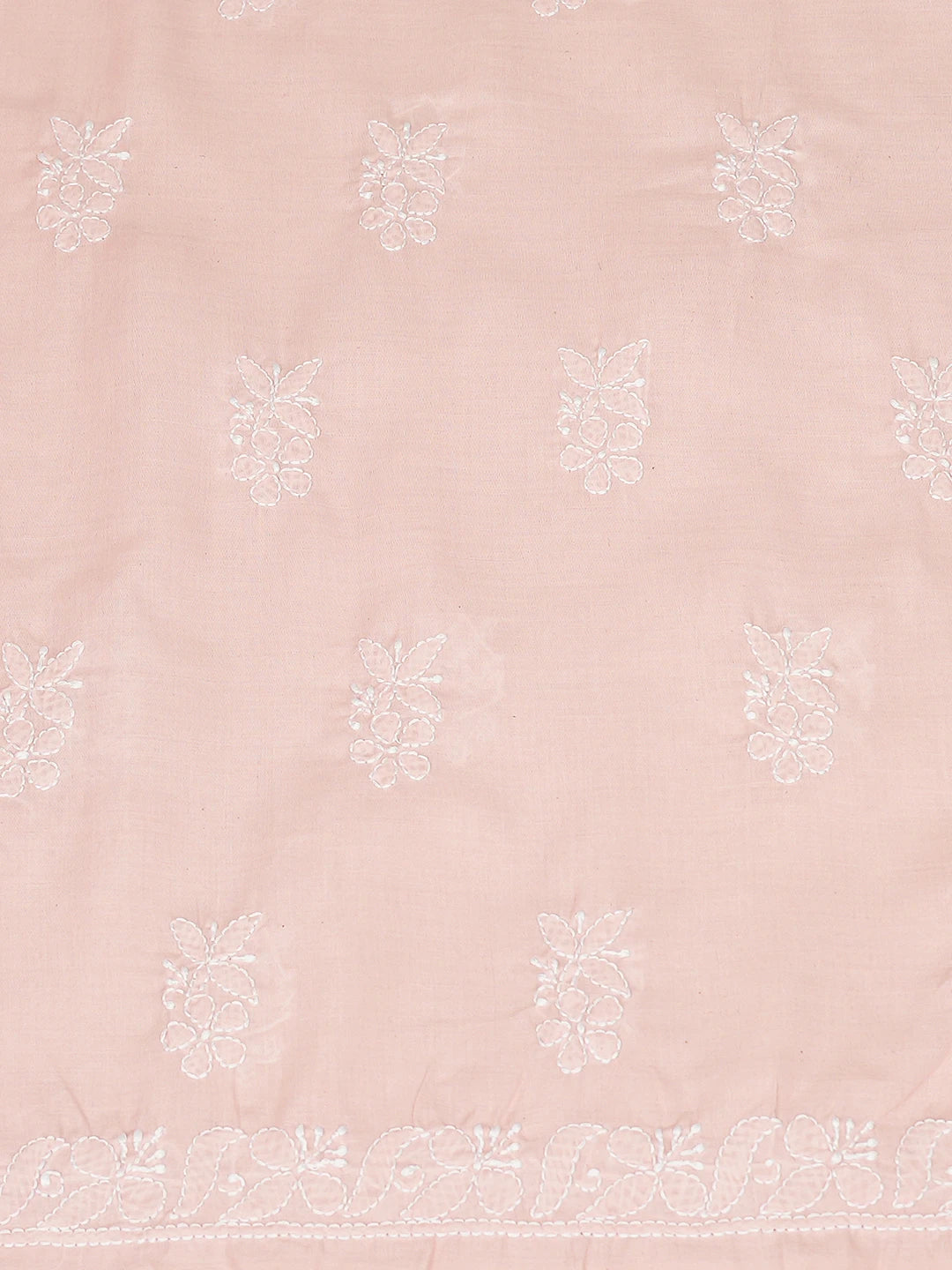 Ada Hand Embroidered Dusty Pink Cotton Lucknowi Chikankari Unstitched Kurta Piece 01A772816