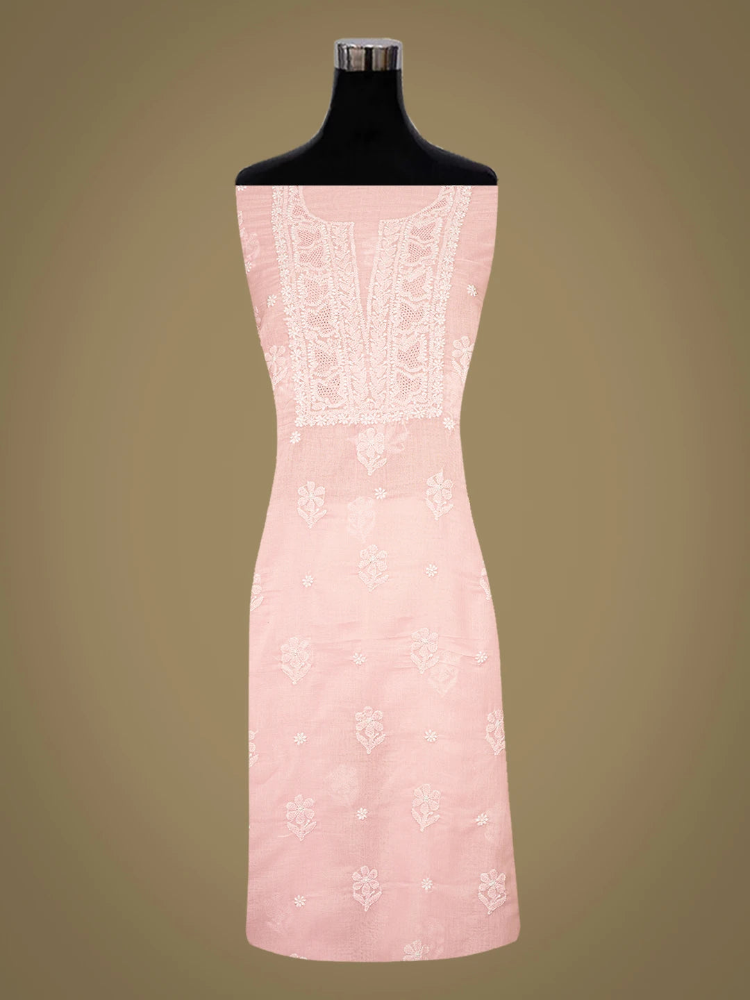 Ada Hand Embroidered Pink Cotton Lucknowi Chikankari Unstitched Kurta Piece 01A772854