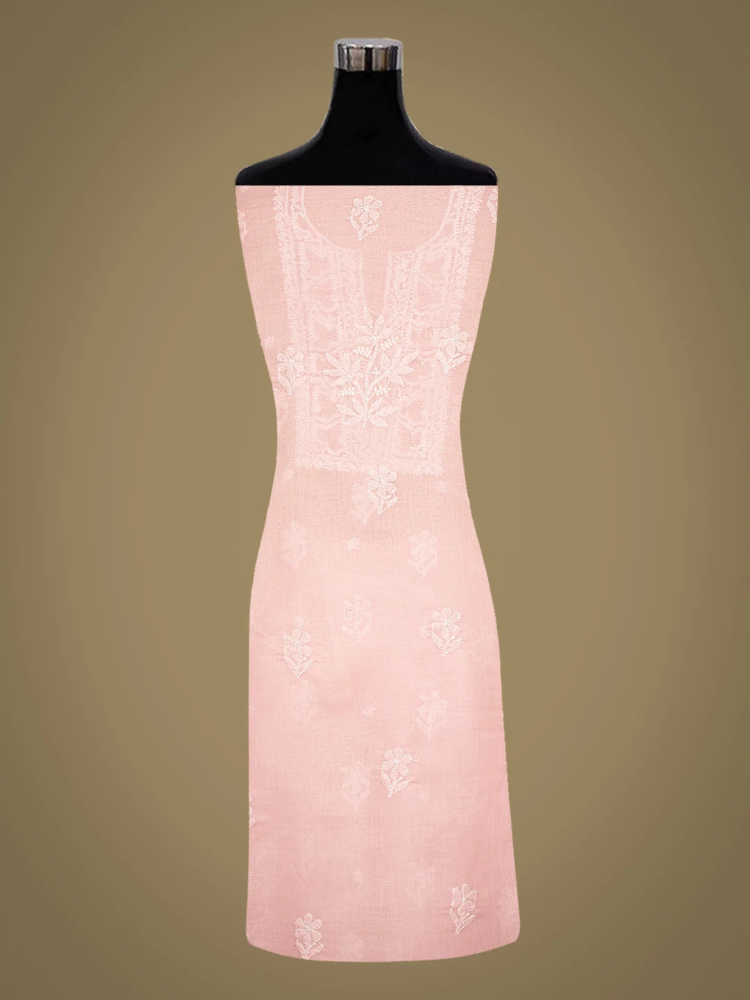 Ada Hand Embroidered Pink Cotton Lucknowi Chikankari Unstitched Kurta Piece 01A772854